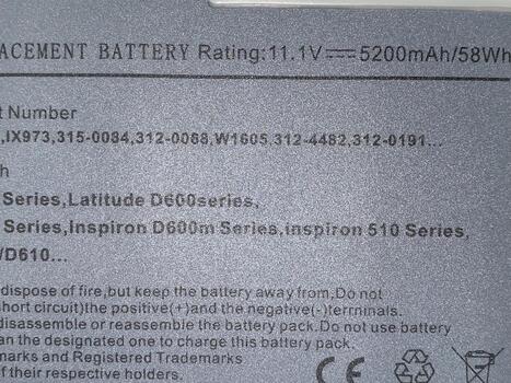 Аккумуляторная батарея для ноутбука Dell BAT1194 Latitude D600 11.1V Grey 5200mAh OEM - фото 10