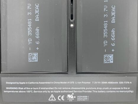 Аккумуляторная батарея для ноутбука Apple A1375 MacBook Air 11-Inch 7.3V Black 4680mAh - фото 3