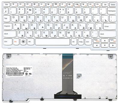 Клавиатура для ноутбука Lenovo IdeaPad S110, S206 White, (White Frame), RU