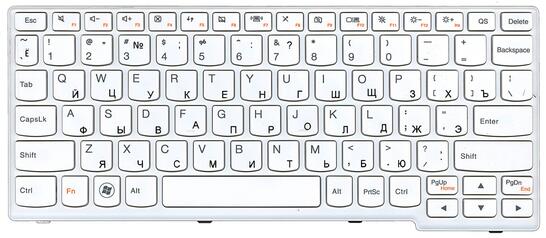Клавиатура для ноутбука Lenovo IdeaPad S110, S206 White, (White Frame), RU - фото 2
