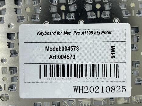 Клавиатура для ноутбука Apple MacBook Pro A1398 (2012, 2013, 2014, 2015 года) Black, (No Frame), RU (вертикальный энтер) - фото 5