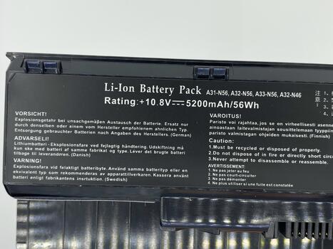 Аккумуляторная батарея для ноутбука Asus A32-N56 10.8V Black 5200mAh OEM - фото 3