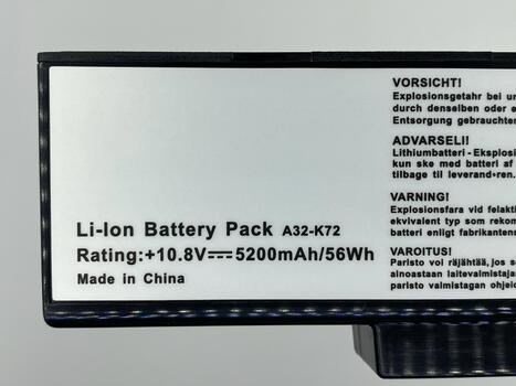 Аккумуляторная батарея для ноутбука Asus A32-K72 10.8V Black 5200mAh OEM - фото 3