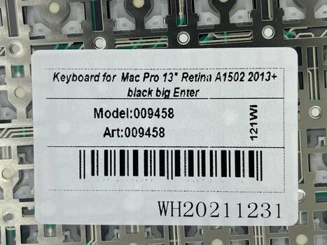 Клавиатура для ноутбука Apple MacBook Pro 13&quot; Retina A1502 (2013, 2014, 2015 года) с подсветкой (Light) Black, (No Frame), RU (вертикальный энтер) - фото 5