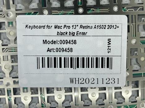 Клавиатура для ноутбука Apple MacBook Pro 13&quot; Retina A1502 (2013, 2014, 2015 года) с подсветкой (Light) Black, (No Frame), RU (вертикальный энтер) - фото 3