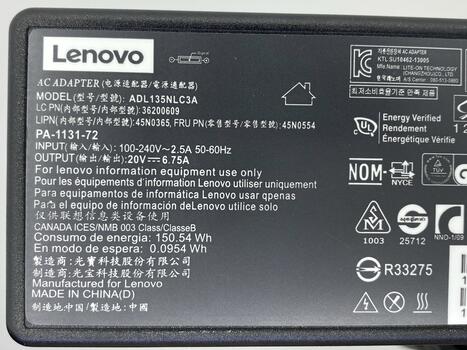 Блок питания для ноутбука Lenovo 135W 20V 6.75A 7.9x5.5mm 45N0055 Orig - фото 8