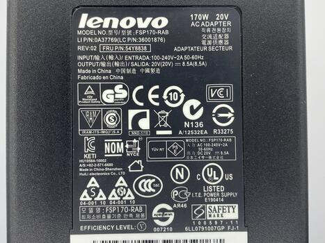 Блок питания для ноутбука Lenovo 170W 20V 8.5A 5.5x2.5mm FSP170-RAB Orig - фото 3