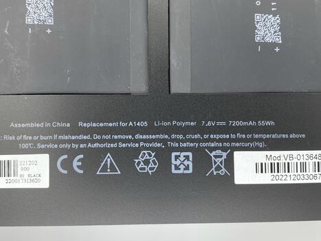 Аккумуляторная батарея для ноутбука Apple A1405 MacBook Air 13&quot; A1466 (2012) 7.4V Black 7200mAh OEM - фото 3