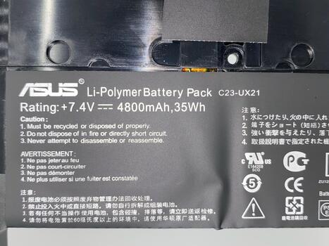 Аккумуляторная батарея для ноутбука Asus C23-UX21 UX21A Zenbook 7.4V Black 4800mAh Orig - фото 3