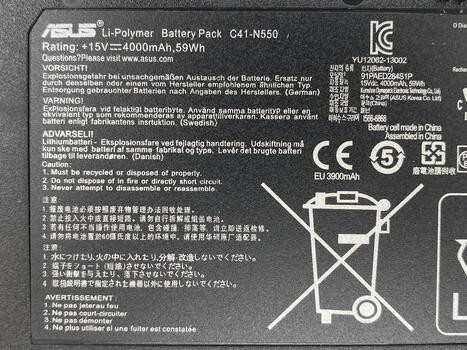 Аккумуляторная батарея для ноутбука Asus C41-N550 N550JA 15V Black 4000mAh Orig - фото 3