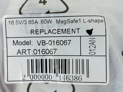 Блок питания для ноутбука Apple 60W 16.5V 3.65A MagSafe A1344 Apple MacBook Pro 13&quot; mid 2012, Late 2011, early 2011, mid 2010. Apple MacBook 13&quot; end 2009. OEM - фото 5