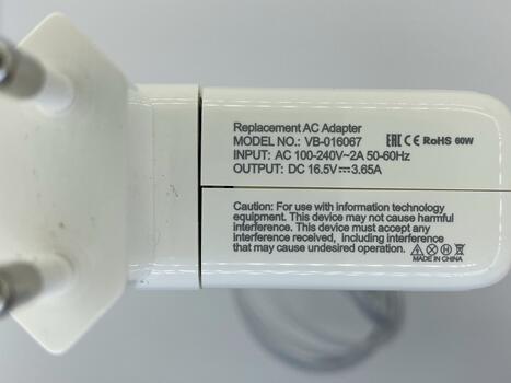 Блок питания для ноутбука Apple 60W 16.5V 3.65A MagSafe A1344 Apple MacBook Pro 13&quot; mid 2012, Late 2011, early 2011, mid 2010. Apple MacBook 13&quot; end 2009. OEM - фото 3