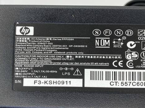 Блок питания для ноутбука HP 135W 19V 7.1A 6x12mm Oval type PA-1131-08HR Orig - фото 6