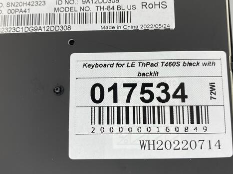 Клавиатура для ноутбука Lenovo Thinkpad T460S с подсветкой (Light), с указателем (Point Stick), короткий шлейф (Short Trail), Black, (No Frame), RU - фото 5