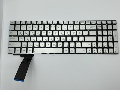 Клавиатура для ноутбука Asus (N550) с подсветкой (Light), Silver, (No Frame) RU/EN - фото 2