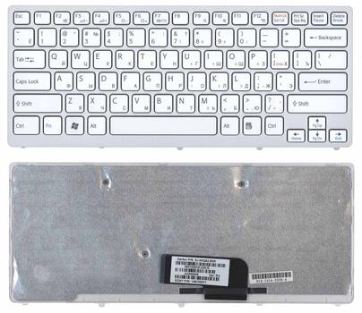 Клавиатура для ноутбука Sony Vaio (VPC-CW, VPCCW) White, (Silver Frame) RU