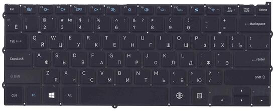 Клавиатура для ноутбука Samsung (NP940X3G) с подсветкой (Light), Black, (No Frame), RU - фото 2