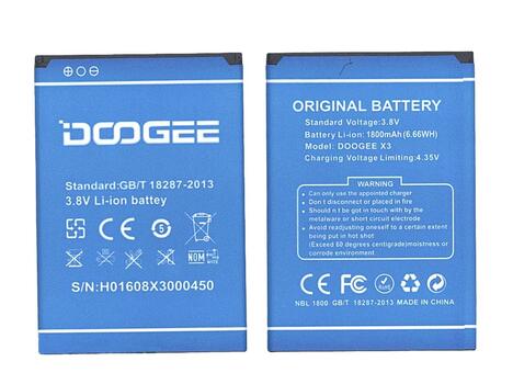 Аккумуляторная батарея для Doogee X3 3.7V Blue 1800mAh 6.66Wh Аккумуляторная батарея для Doogee X3 3.7V Blue 1800mAh 6.66Wh