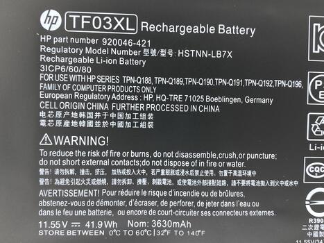 Аккумуляторная батарея для ноутбука HP TF03XL Pavilion 15-cc 11.55V Black 3630mAh Orig - фото 3