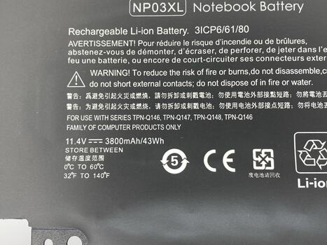 Аккумуляторная батарея для ноутбука HP NP03XL Pavilion 13 x360 11.4V Black 3800mAh OEM - фото 3