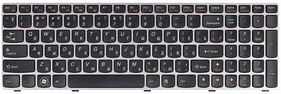 Клавиатура для ноутбука Lenovo IdeaPad (Z560, Z565, G570, G770) Black, (Bronze Frame), RU - фото 2