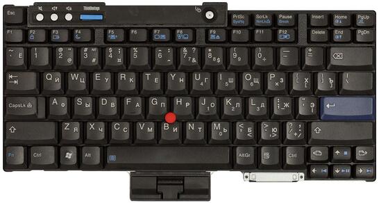 Клавиатура для ноутбука Lenovo ThinkPad (T60, T61, R60, R61, Z60T, Z61T, Z60M, Z61M, R400, R500, T500, W500, W700, W700ds) с указателем (Point Stick) Black RU - фото 2