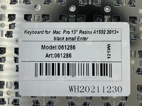 Клавиатура для ноутбука Apple MacBook Pro 13&quot; Retina A1502 (2013, 2014, 2015 года) с подсветкой (Light) Black, (No Frame), RU (горизонтальный энтер) - фото 5