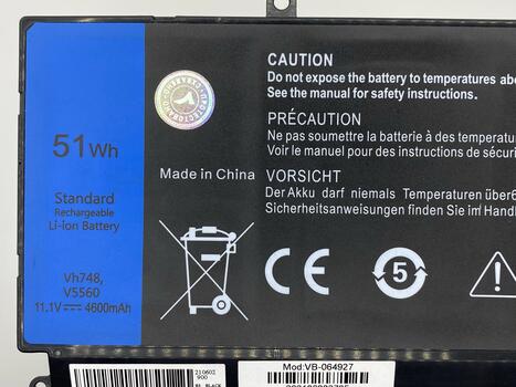 Аккумуляторная батарея для ноутбука Dell VH748 Vostro 5560 11.1V Black 4600mAh OEM - фото 3