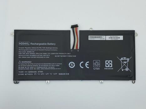 Аккумуляторная батарея для ноутбука HP HD04XL Envy 13-2000eg Spectre XT Ultrabook 14.8V Black 3200mAh OEM
