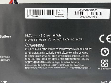 Аккумуляторная батарея для ноутбука HP ZO04 Zbook Studio G3 15.2V Black 4210mAh OEM - фото 3
