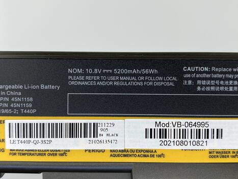 Аккумуляторная батарея для ноутбука Lenovo 45N1145 ThinkPad T440P 10.8V Black 5200mAh OEM - фото 3