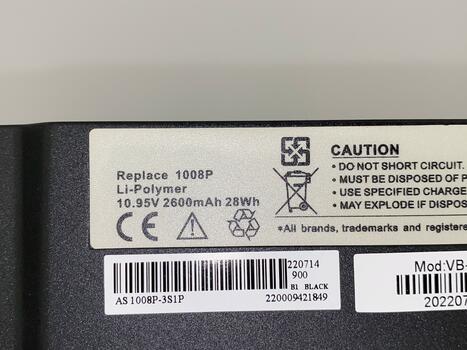 Аккумуляторная батарея для ноутбука Asus 1008P Eee PC 1008KR 10.95V Black 2600mAh OEM - фото 3