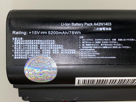 Аккумуляторная батарея для ноутбука Asus A42N1403-4S2P G751 15V Black 5200mAh OEM - фото 3