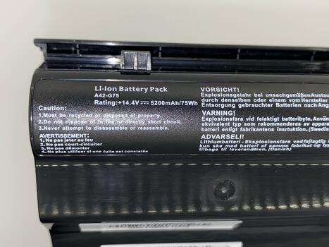 Аккумуляторная батарея для ноутбука Asus A42-G75 G75 14.4V Black 5200mAh OEM - фото 3