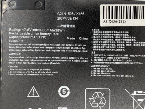 Аккумуляторная батарея для ноутбука Asus C21N1508 X456 7.6V Black 5000mAh OEM - фото 3