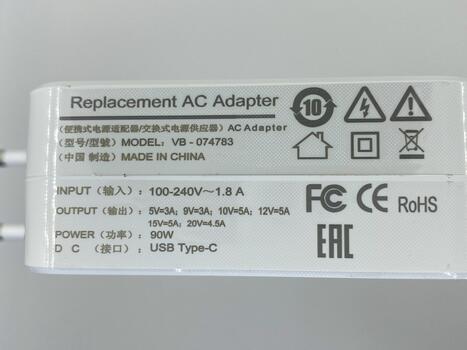 Блок питания для ноутбука Xiaomi 90W 5.00-20.30V 3.0-4.50A USB-C (Type-C) ADC90TM - фото 3