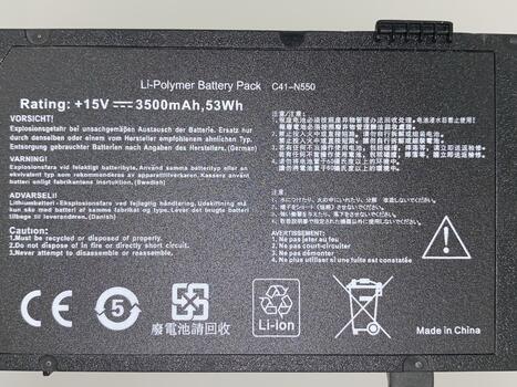 Аккумуляторная батарея для ноутбука Asus C41-N550 N550J 15V Black 3500mAh OEM - фото 3