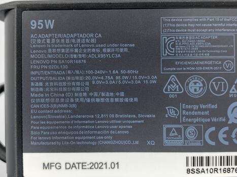 Блок питания для ноутбука Lenovo 95W 20V 4.75A USB Type-C 02DL130 OEM - фото 3