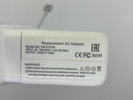 Блок питания для ноутбука Apple 60W 16.5V 3.65A MagSafe A1344 T-shape REPLACEMENT - фото 3