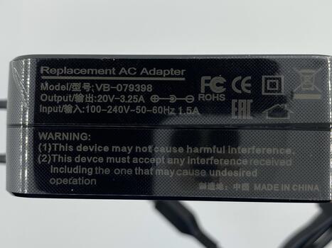 Блок питания для ноутбука Lenovo 65W 20V 3.25A USB-Lenovo ADL65WCA (wall type) OEM - фото 3