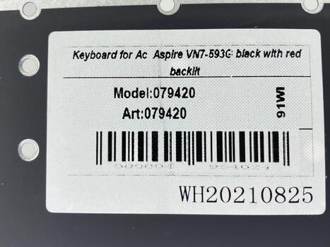 Клавиатура для ноутбука Acer Aspire VN7-593G Black,с красной подсветкой (Light Red), (No Frame), RU - фото 5