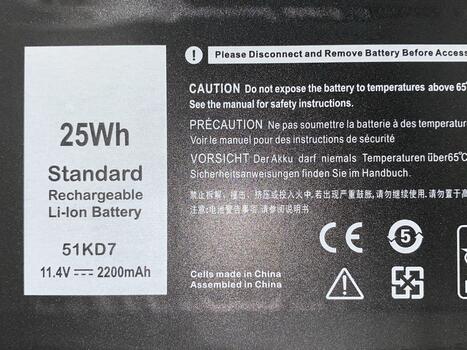 Аккумуляторная батарея для ноутбука Dell 51KD7 Latitude 3180 11.4V Black 2200mAh OEM - фото 3