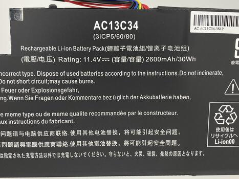 Аккумуляторная батарея для ноутбука Acer AC13C34 Aspire E3-112 11.4V Black 2600mAh OEM - фото 3