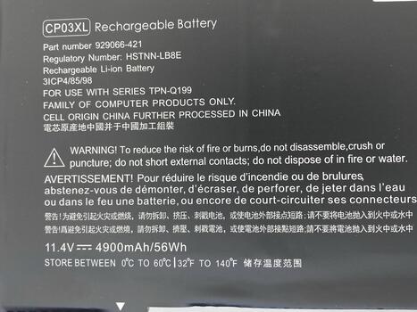 Аккумуляторная батарея для ноутбука HP CP03XL Spectre X360 13-ae042ng 11.4V Black 4900mAh OEM - фото 3