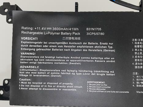 Аккумуляторная батарея для ноутбука Asus B31N1705 VivoBook Flip 14 TP410UA 11.4V Black 3600mAh OEM - фото 3