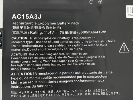 Аккумуляторная батарея для ноутбука Acer AC15A3J Chromebook Spin 11 C738T 11.4V Black 3600mAh 8Pin OEM - фото 3
