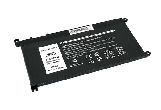 Аккумуляторная батарея для ноутбука Dell 51KD7 Latitude 3180 11.4V Black 2200mAh OEM