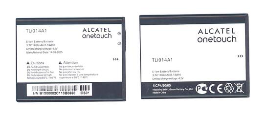 Аккумуляторная батарея для смартфона Alcatel TLi014A1 One Touch Glory 3.7V Black 1400mAh 5.18Wh