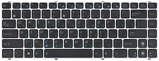 Клавиатура для ноутбука Asus (UL30, K42, K43, X42) Black, (Silver Frame) RU - фото 2