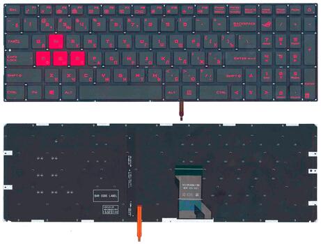 Клавиатура для ноутбука Asus ROG (GL702) с подсветкой (Light), Black, (No Frame) RU